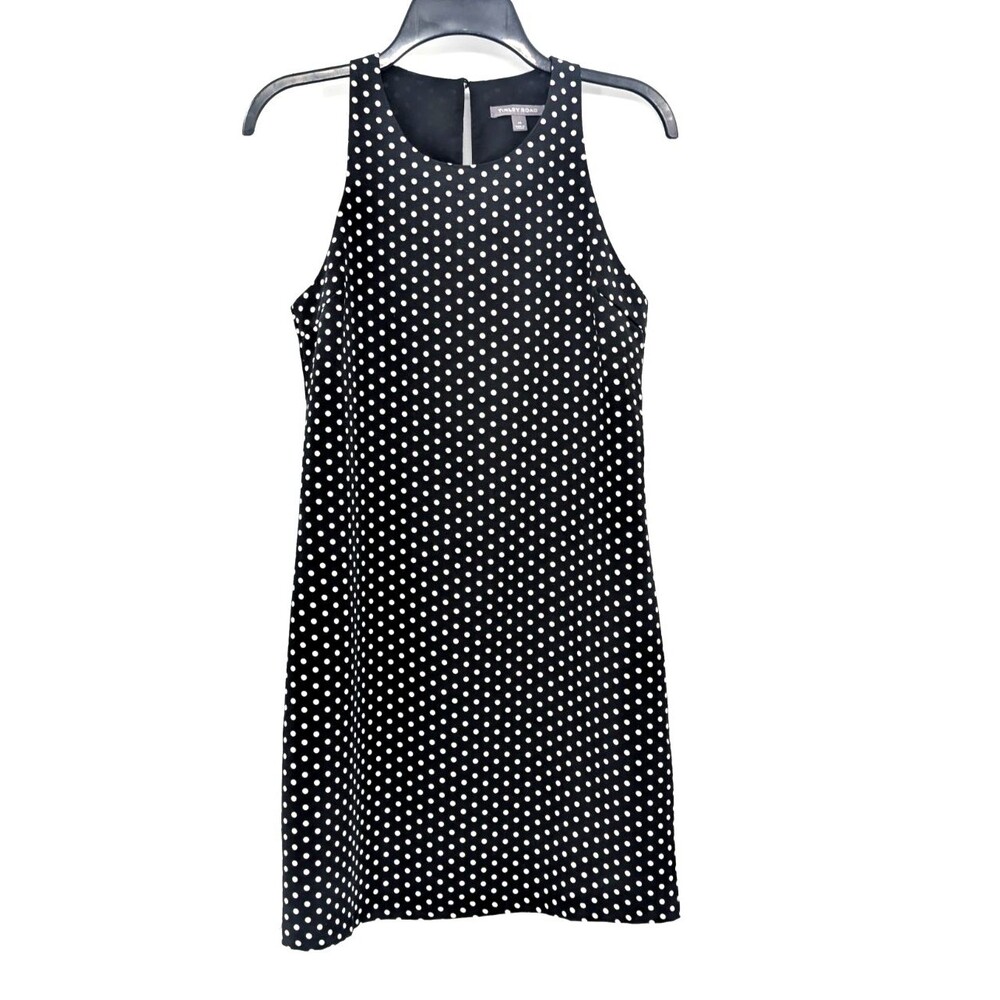 Tinley Road Polka Dot Sleeveless Black White Round Neck Shift Dress Size XS